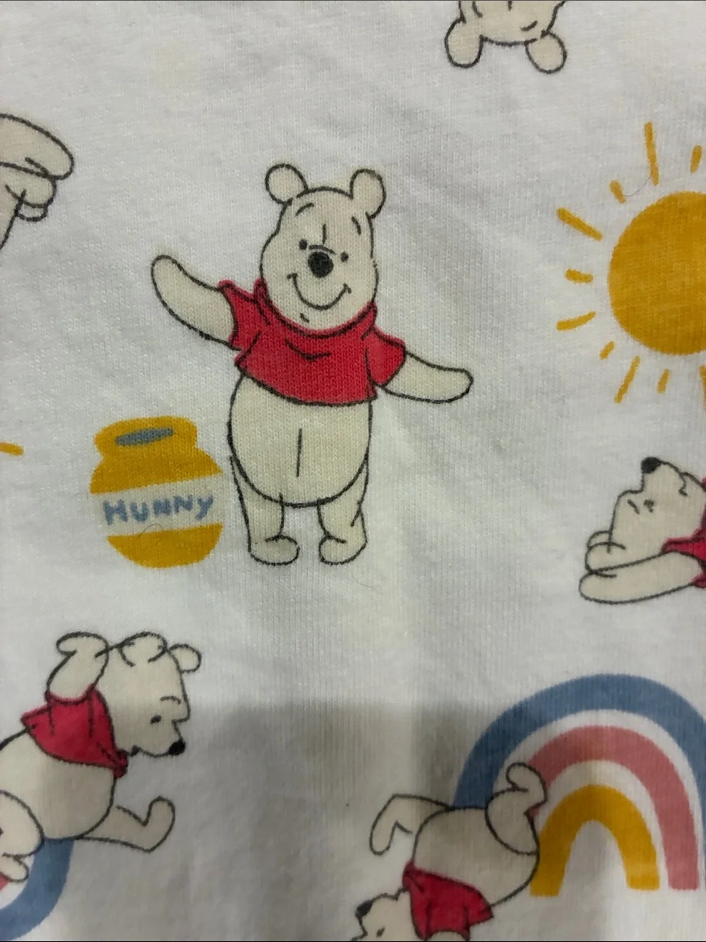 Hanna Andersson White Winnie the Pooh Rainbow & Sun Baby Footie